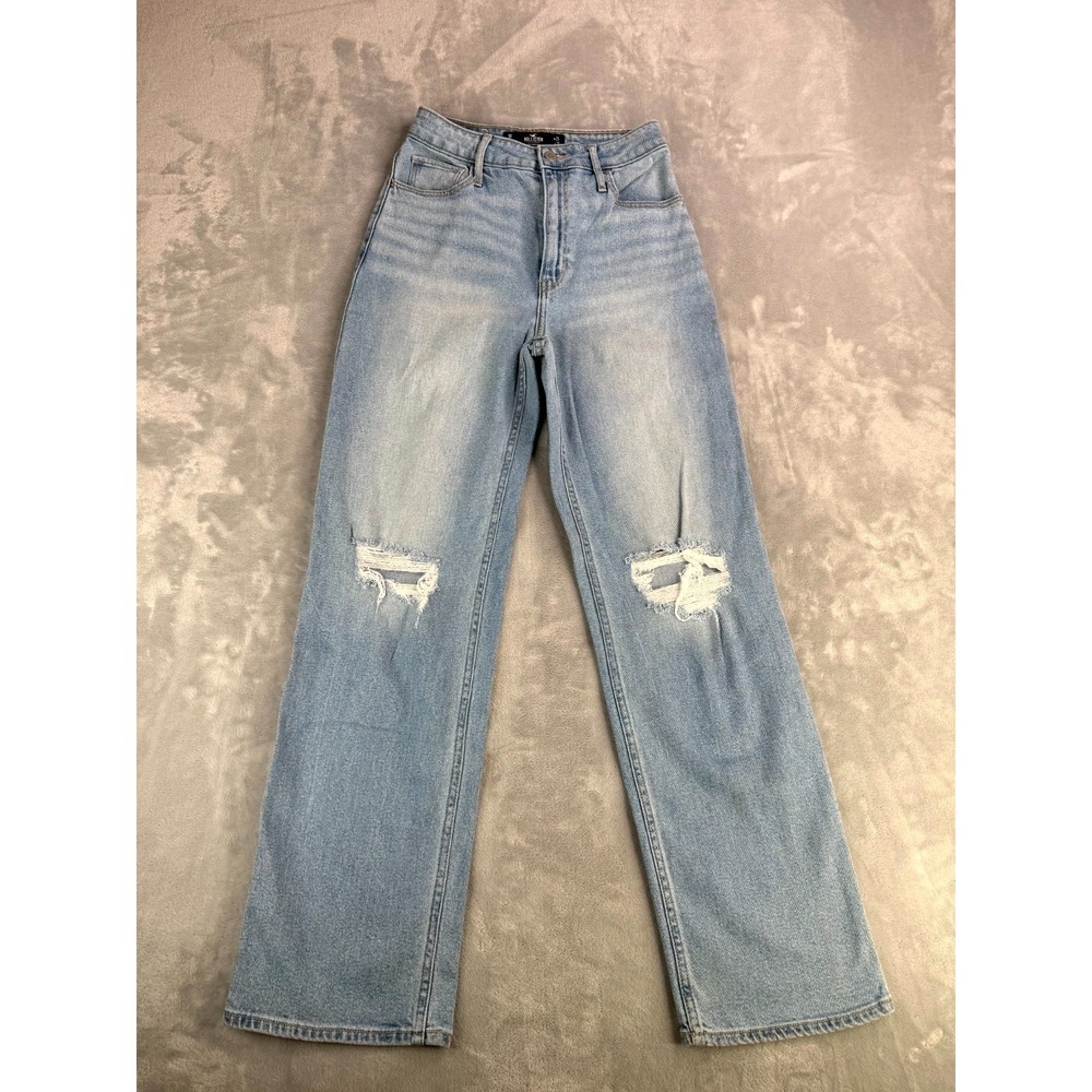 Hollister High Rise Dad Jeans Womens 1R 25x31 Blue Vintage Stretch Distressed